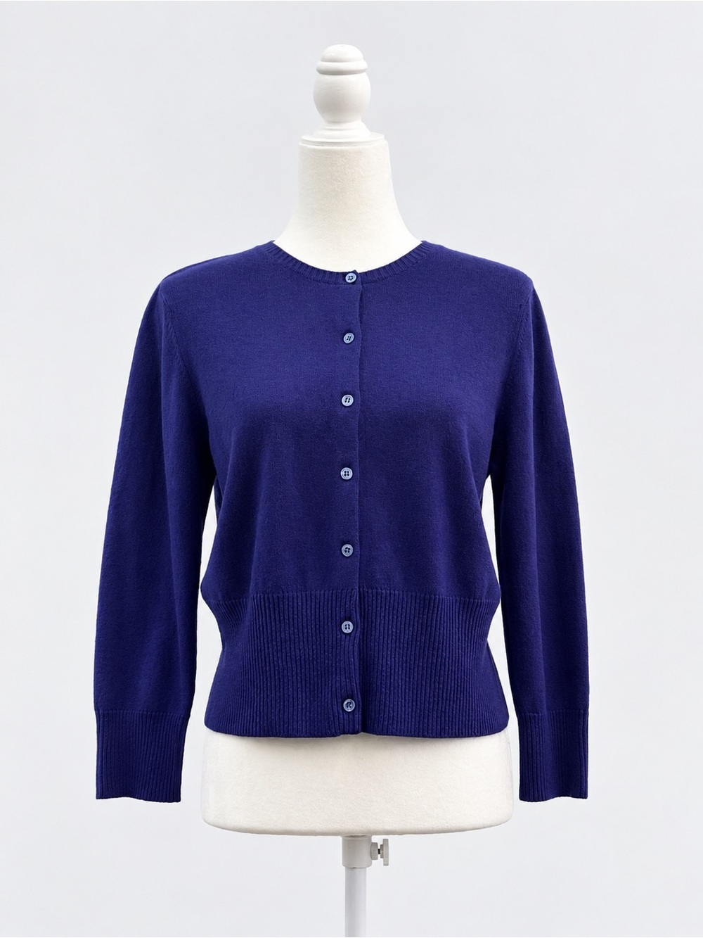 Pure Collection Womens Blue 100% Cashmere Knit Button-Front Cardigan 14